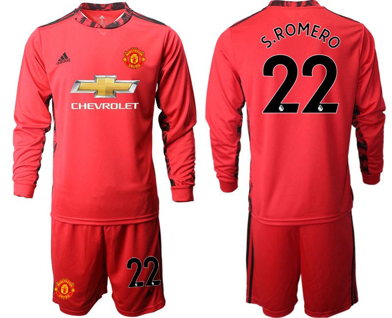 Men 2020-2021 club Manchester United red goalkeeper long sleeve #22 Soccer Jerseys->manchester united jersey->Soccer Club Jersey